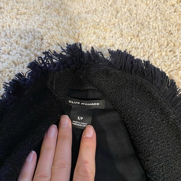 Club Monaco Women’s Fringe Detail Long Open Vest Black Size S - Picture 4 of 8